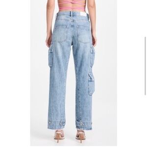 Pistola 26 Bobbie Blue denim cargo utility mid rise straight leg